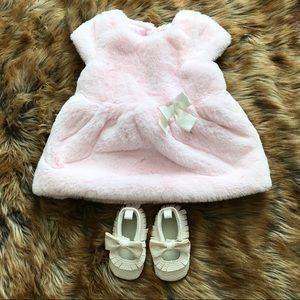 Baby girl fur pink dress 6-9m